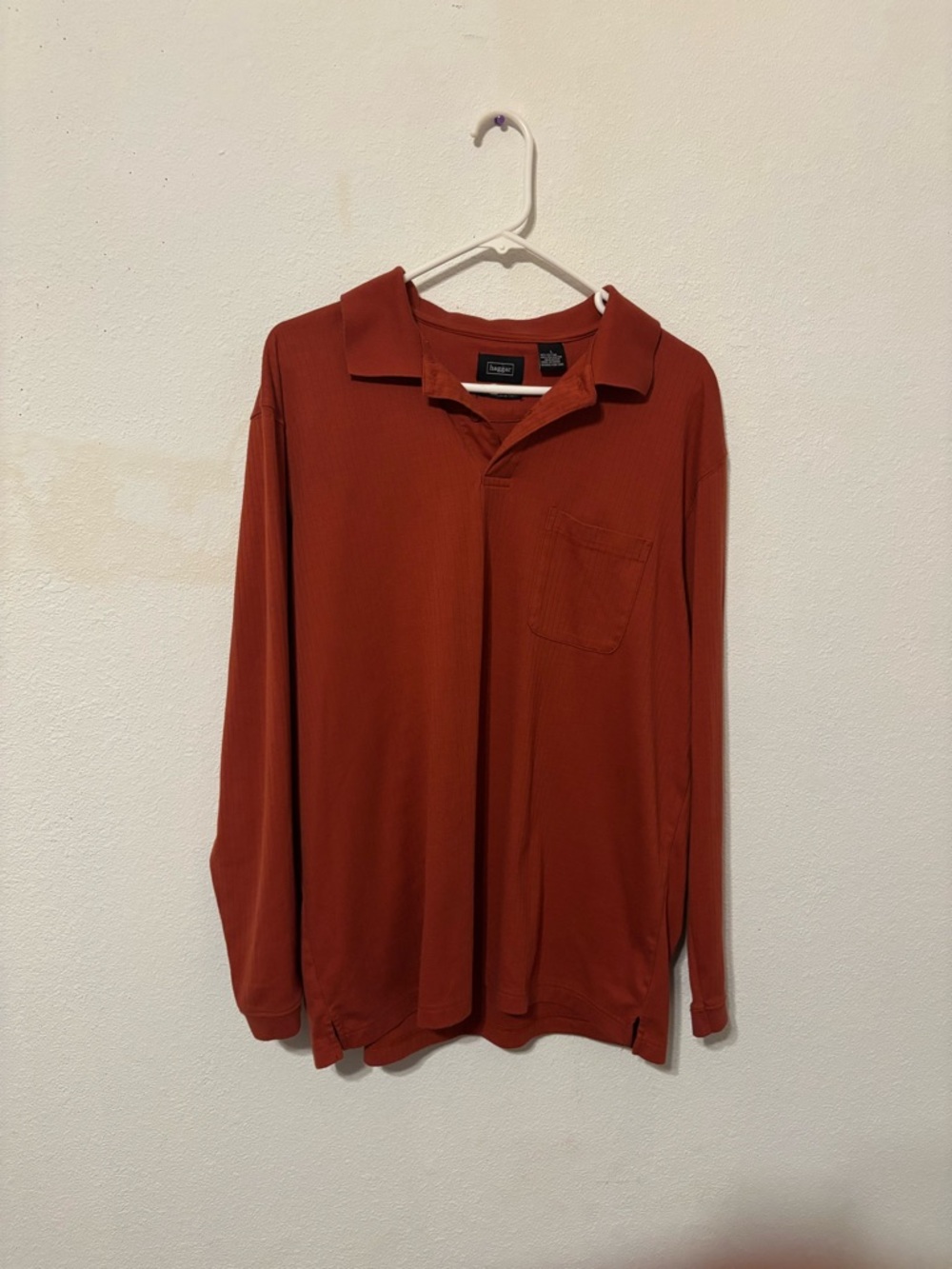 Haggar Long-Sleeve Polo in Rust